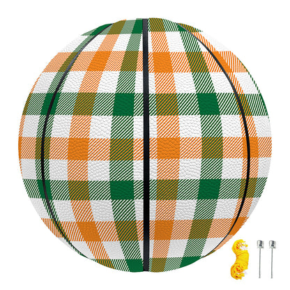 White Orange And Green Plaid Print Basketball