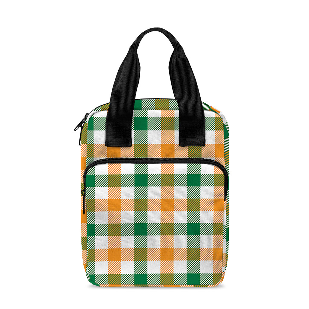 White Orange And Green Plaid Print Bible Tote Bag