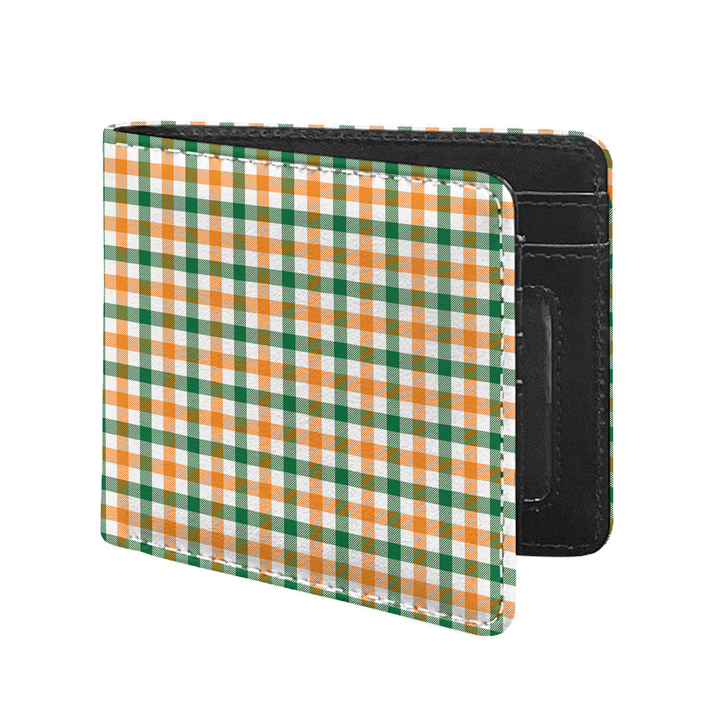 White Orange And Green Plaid Print Bifold Wallet