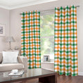 White Orange And Green Plaid Print Dimout Grommet Curtains