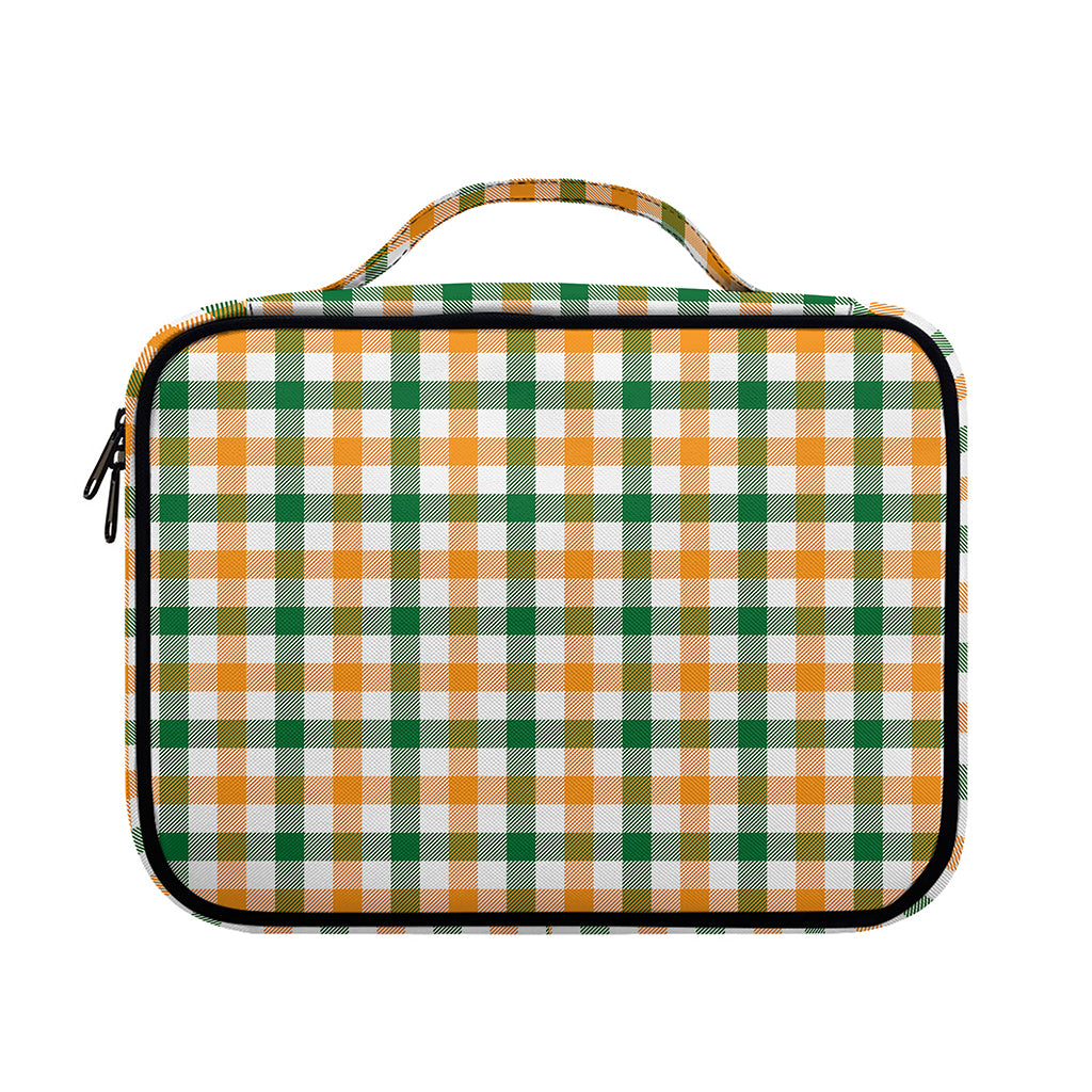 White Orange And Green Plaid Print Briefcase Bible Bag