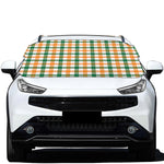 White Orange And Green Plaid Print Car Windshield Snow Cover