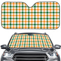 White Orange And Green Plaid Print Car Windshield Sun Shade