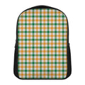 White Orange And Green Plaid Print Casual Backpack
