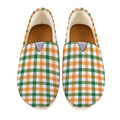White Orange And Green Plaid Print Casual Shoes