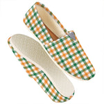 White Orange And Green Plaid Print Casual Shoes