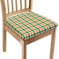 White Orange And Green Plaid Print Chair Cushion Cover