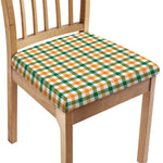 White Orange And Green Plaid Print Chair Cushion Cover