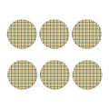 White Orange And Green Plaid Print Coaster Set