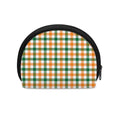White Orange And Green Plaid Print Coin Purse