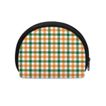 White Orange And Green Plaid Print Coin Purse
