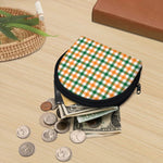 White Orange And Green Plaid Print Coin Purse