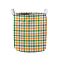 White Orange And Green Plaid Print Collapsible Laundry Basket