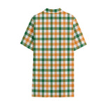 White Orange And Green Plaid Print Cotton Hawaiian Shirt