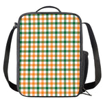 White Orange And Green Plaid Print Crossbody Lunch Bag