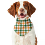 White Orange And Green Plaid Print Dog Bandana