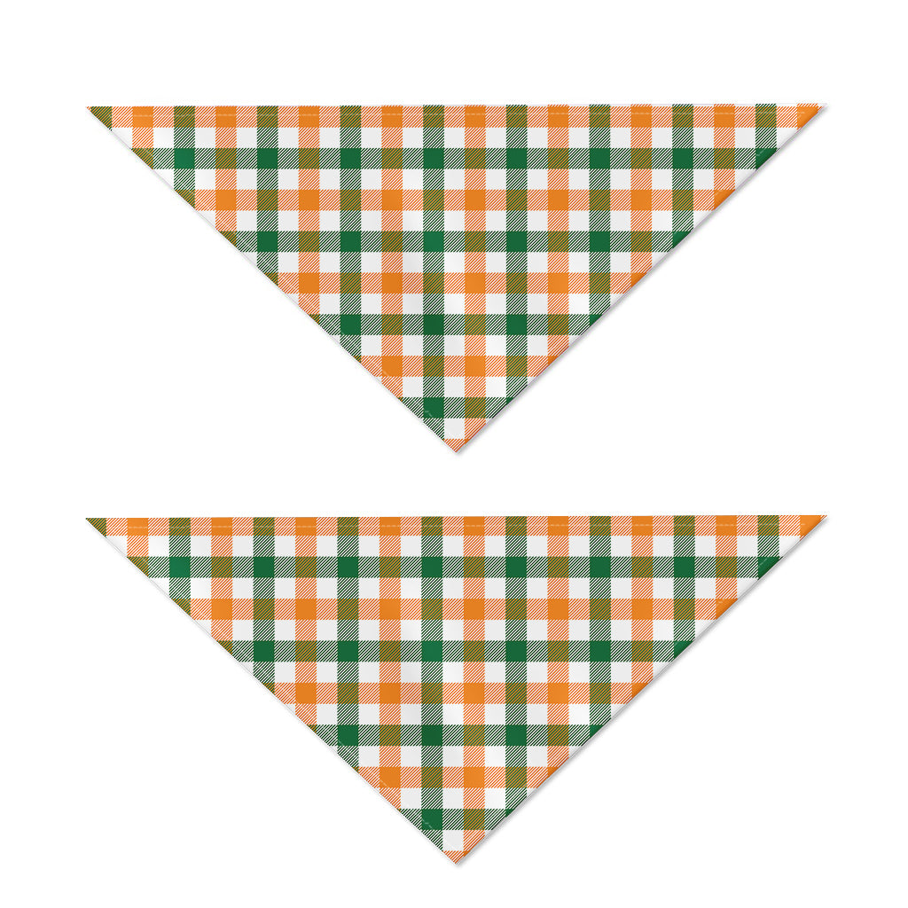 White Orange And Green Plaid Print Dog Bandana