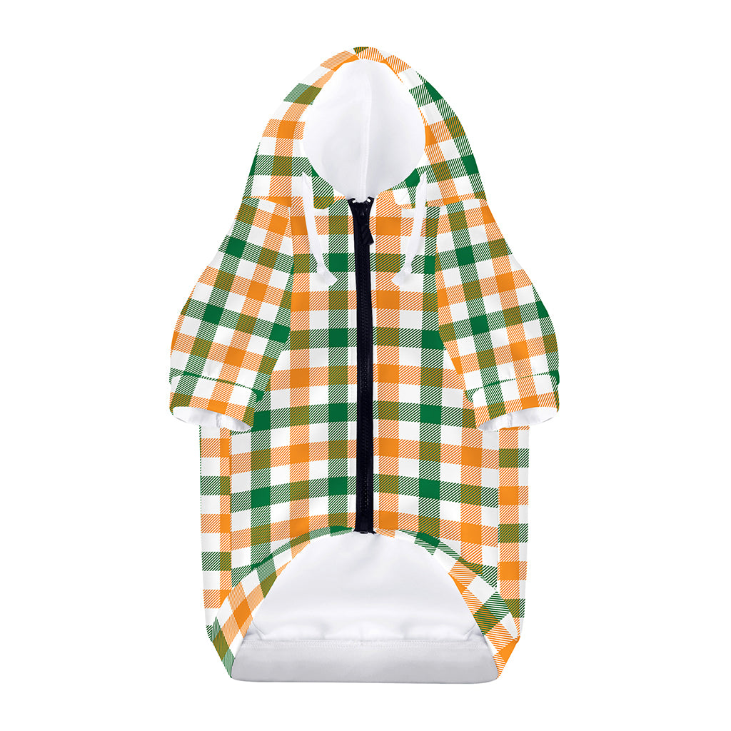 White Orange And Green Plaid Print Dog Zip Up Hoodie