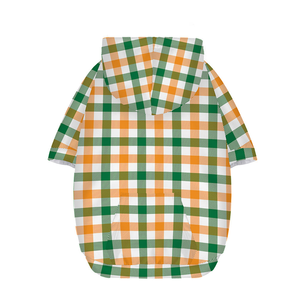 White Orange And Green Plaid Print Dog Zip Up Hoodie