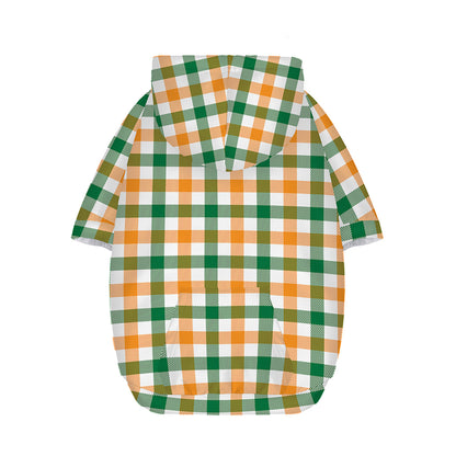 White Orange And Green Plaid Print Dog Zip Up Hoodie