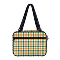 White Orange And Green Plaid Print Double Strap Bible Bag