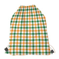 White Orange And Green Plaid Print Drawstring Bag