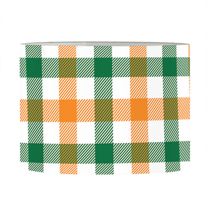 White Orange And Green Plaid Print Drum Lamp Shade