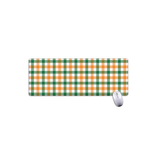 White Orange And Green Plaid Print Extended Mouse Pad
