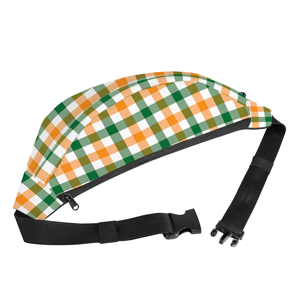White Orange And Green Plaid Print Fanny Pack