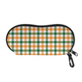 White Orange And Green Plaid Print Glasses Case