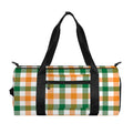 White Orange And Green Plaid Print Gym Bag