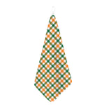White Orange And Green Plaid Print Hand Towel