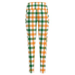 White Orange And Green Plaid Print High-Waisted Pocket Leggings