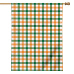 White Orange And Green Plaid Print House Flag