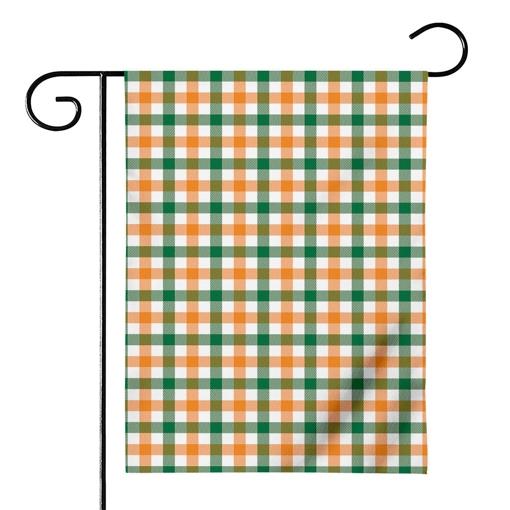 White Orange And Green Plaid Print House Flag