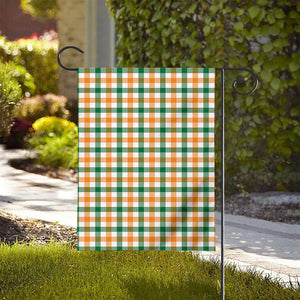 White Orange And Green Plaid Print House Flag