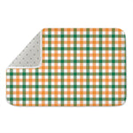 White Orange And Green Plaid Print Indoor Door Mat