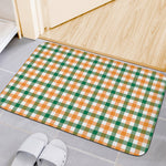 White Orange And Green Plaid Print Indoor Door Mat