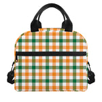 White Orange And Green Plaid Print Insulated Lunch Bag