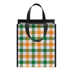 White Orange And Green Plaid Print Insulated Lunch Tote