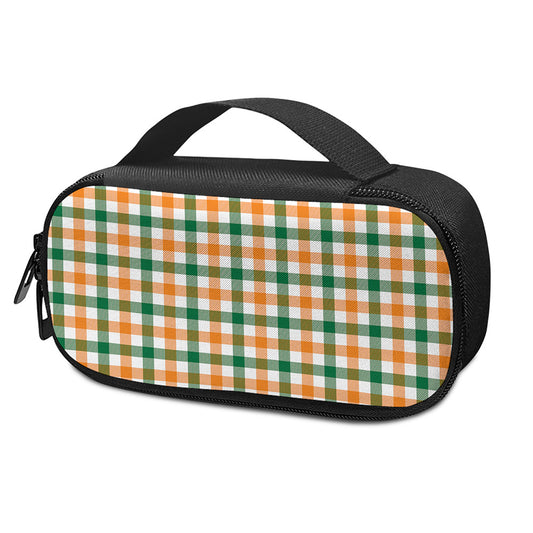 White Orange And Green Plaid Print Insulin Cooler Travel Case