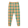 White Orange And Green Plaid Print Jogger Pants