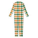 White Orange And Green Plaid Print Jumpsuit