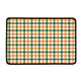 White Orange And Green Plaid Print Kitchen Mat