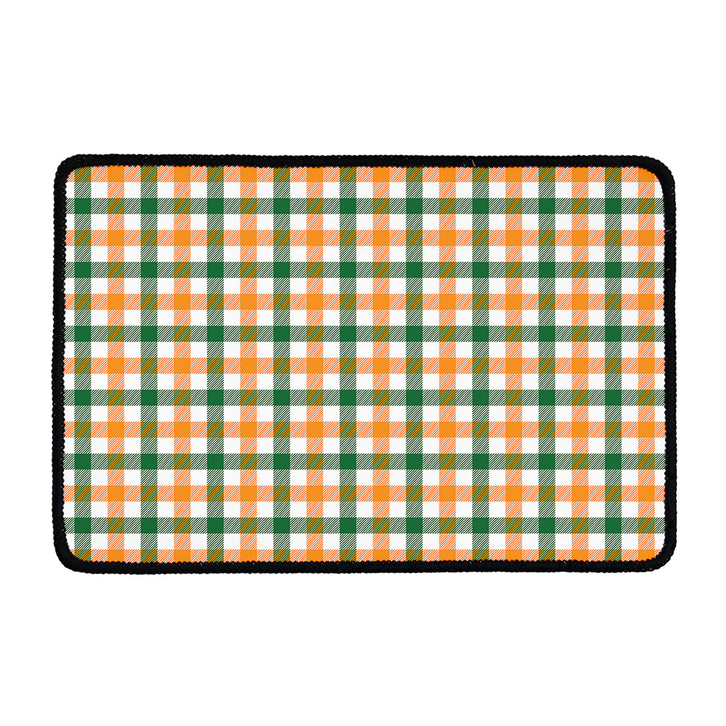 White Orange And Green Plaid Print Kitchen Mat