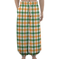 White Orange And Green Plaid Print Lantern Pants