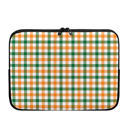 White Orange And Green Plaid Print Laptop Sleeve