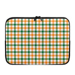 White Orange And Green Plaid Print Laptop Sleeve