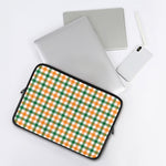 White Orange And Green Plaid Print Laptop Sleeve