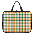 White Orange And Green Plaid Print Laptop Sleeve With Handle
